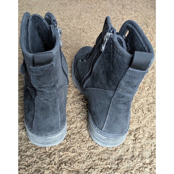 Blowfish Malibu Raco Faux Suede Black Boots Womens Size 10 Combat Ankle - Picture 4 of 8